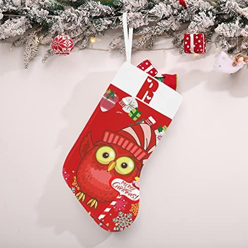Monogram Santa sova božićna čarapa s slovom R i srcem 18 centimetara velike crvene i bijele