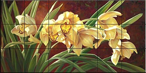 Freska na keramičkim pločicama - zlatna orhideja cimbidij-autor Lori snijeg Hein