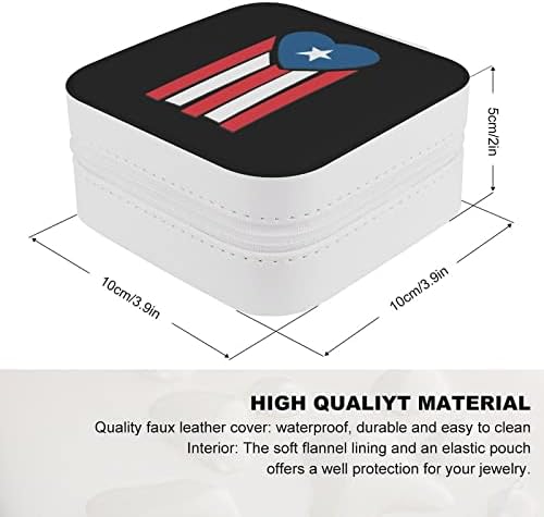 Zastava Puerto Rico srce mala kutija za nakit putovanja narukvica organizator prijenosni prsten kutija držač za pohranu poklon za žene