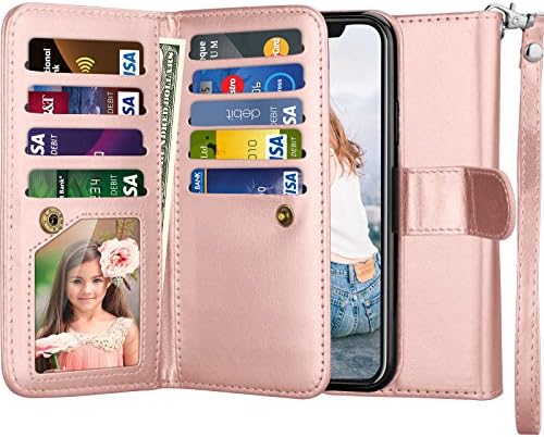 Torbica-novčanik Njjex za iPhone X, torbica za iPhone XS, umjetne kože [9 utora za kartice] Flip poklopac za kreditne kartice [Odvojiva]