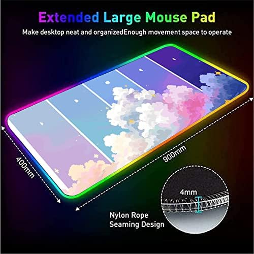 Gaming jastučići za miša šareni oblak u oblaku veliki piksel jastučić za miš s LED osvjetljenjem podloga za miš računalo Protuklizna