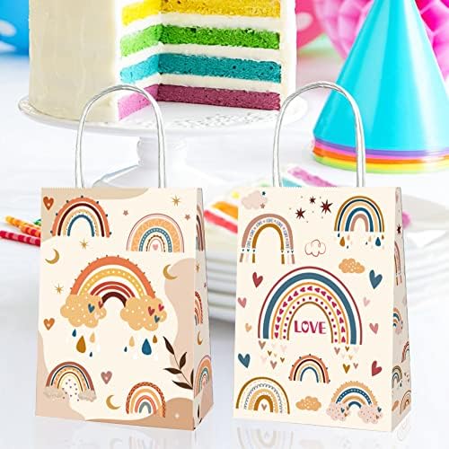 12 PCS Boho Rainbow Groovy poklon vrećice Retro Hippie Party favorizira torbe Boho Rainbow Party Candy poklon torbe Groovy Boho Party