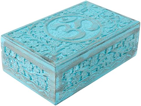 OM SIMBOL WOOD KOXAKE BOX - Memorijska kutija i bakar podesivi Bangle narukvice Set od 5 bakrenih narukvica Indijski uzorak unisex