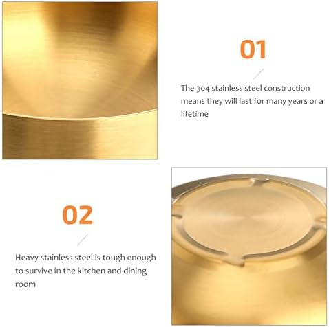 HEMOTON STEENER ZEMLJIŠTA 2PCS debeli od nehrđajućeg čelika Velike zdjele, zlatne zdjele s dvostrukom palubom, metalne zdjele za zalogaj