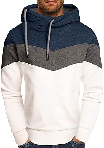 Zdfer kapuljača za vrat za muškarce, Blok u boji dugice dugih rukava casual sportski džemper s kapuljačom zimski atletski kaputi