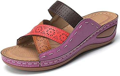 Ženske klinove sandale Udobna mekana kožna platforma rimske cipele ljetne otvorene nožne prste s križanjem sandala sandala
