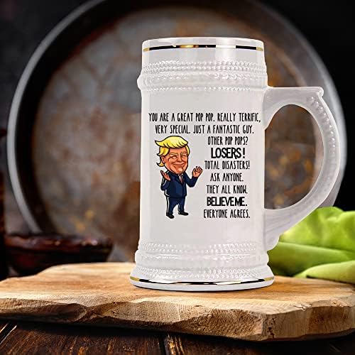 Trump pop pop pivska šalica za djeda maga konzervativni republikanski zabavni očevi dan rođendanska ideja od unučadi politički 22 oz.