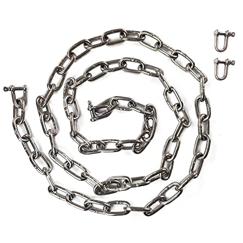 Lanac od nehrđajućeg čelika 304 debljine 1/4 inča-6,5 stopa metalni lanac opće namjene teški lanac za ogradu, ljuljačku, podizanje,