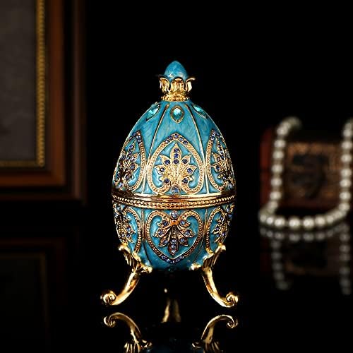 Qifu Faberge jaja stil nakita Trinket Box Ručno obojena emajlirana ukrasna zgloba Jedinstveni poklon za dekor doma