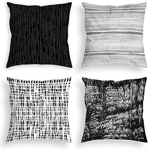 OA OATHENE BLACKE BIJELO PUTOVE Sažetak bijelo crno sive gradijentne gradijentne linije za bacanje jastuka prekrivača 18x18 inčni ukrasni