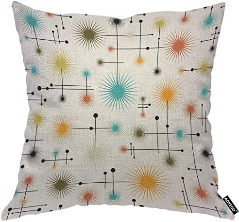 Aoyego Mid Century Modern Atomc Stars Bacajte jastuk Poklopac Ponavlja se umjetnički kreativni šareni kutovi jastuk za jastuk 18x18