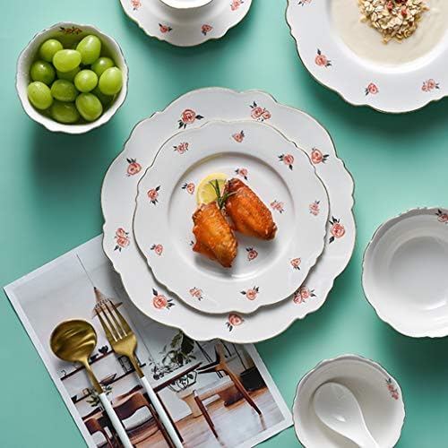 N/a keramički pribor za pribor za set zdjele i jela kombinacija kućanstava, kreativni tanjur za doručak od zapadnog odrezaka