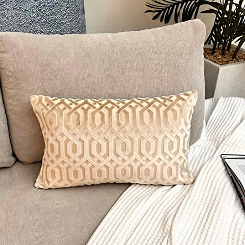 Poshmart Poklopac jastuka za bacanje 2, 18 x 18 Moderno sivo geometrijsko, vezanje, baršunasti luksuzni suvremeni jastučni poklopac,