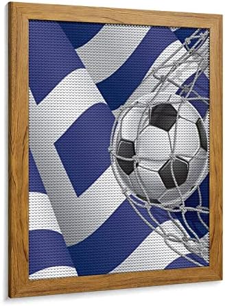 Nogometni gol i Grčka zastava okrugla dijamantni slikar za crtanje slike s okvirima za umjetnost zanat za dekor zida