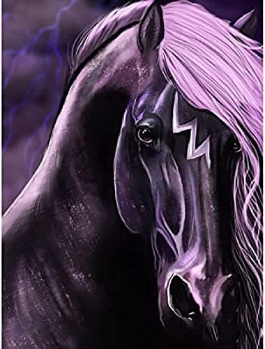 5d diy dijamantna slika ljubičasta konj s ljubičastom kosom okrugla dijamantni mozaik križni zid slika kristalne slike pune bušilice