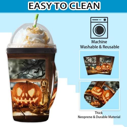 Halloween bundeva Lantern 19 Ledena rukava za kavu za višekratnu uporabu s ručicom Nepren šalica za čašicu za sodu, latte, čaj, pića,