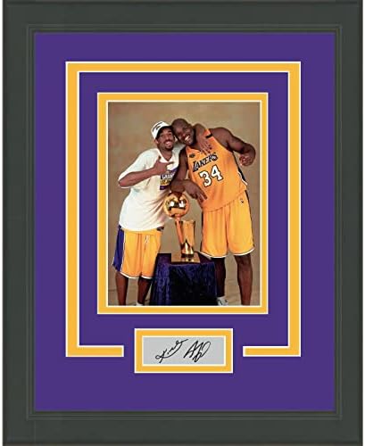 Uokvireni Kobe Bryant Shaquille O'Neal Dual Facsimile Laser Ugravirani potpis Auto Los Angeles Lakers 14x17 Košarkaška fotografija