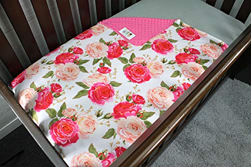Top Tots Baby pokrivač - vruće ružičasto na bijelim ružama