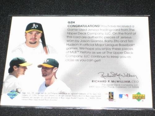 Jason Giambi, Zito & Hudson Triple Game koristio je Jersey SPX certificirana autentična kartica - MLB igra korištena dresova