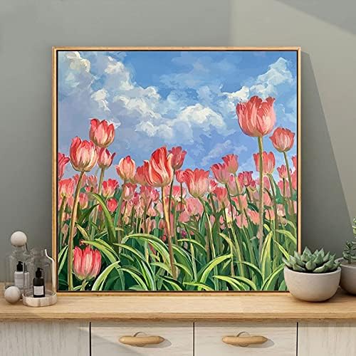 Institurry DIY 5D dijamantni setovi za slikanje za odrasle velike veličine ružičasti tulipani Rhinestones Empoiding Empoidery Dečar