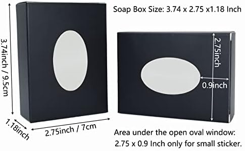 Katin 25pcs crne kutije za pakiranje sapuna za domaći sapun, kutije za sapun od kraft papira s ovalnim otvorenim prozorom