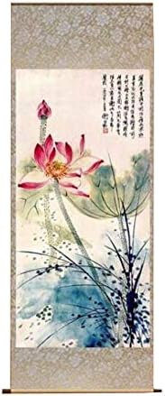 Zorilo svilena svitka Slika riječi orijentalna deporalien Storehouse kineski lotos cvijeće Slikanje zid viseće slike 45 x 140 cm, 02