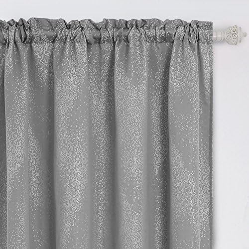 Deconovo Jacquard luksuzni paneli uzorak štapa džepnih zavjesa za spavaću sobu, 52x84inch, sivo-mozaično