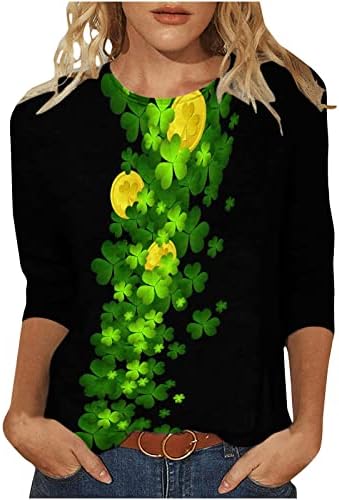 Nova ženska tunika vrhova irska majica st. Majica Patrick's Day Majica 3/4 dugih rukava bluza Clover shamrock košulje