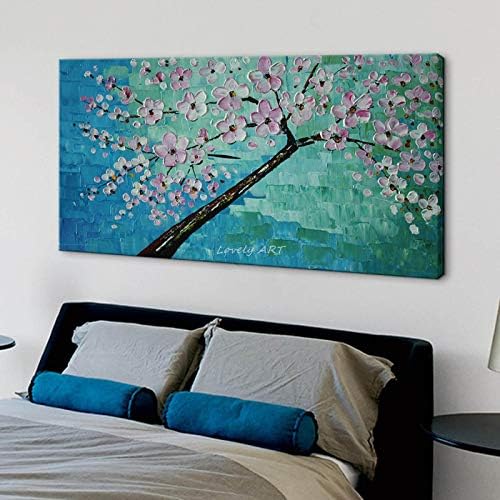 Skyinbags Velika ručno oslikana moderna uljana slika na platnu, apstraktna paleta nož breskva cvjetna zidna slika umjetničke slike