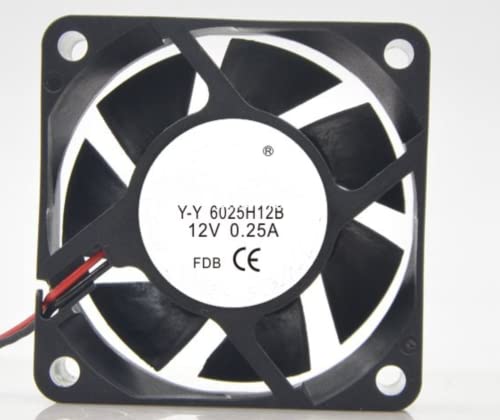 za Y-Y6025H12B 12V 0,25A 3W 4850rpm 26,55CFM 60X60X25MM 2-žica ventilatora za hlađenje