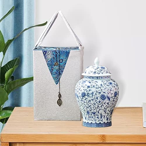 Milageto orijentalna keramička staklenka đumbira s poklopcem s torbom chinoiserie tradicionalna ukrasna poklon jar vaza za zabavu