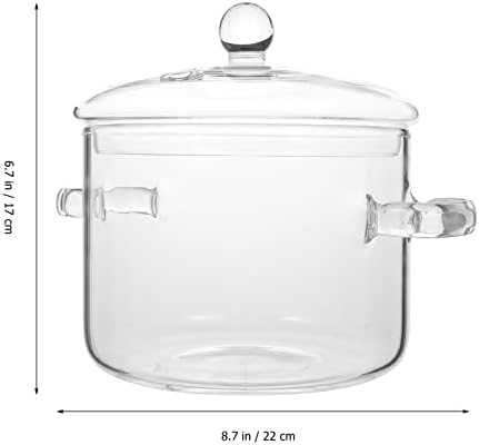 Staklena posuda otporna na toplinu: staklena posuda za kuhanje od 1900 ml s poklopcem, neljepljiva posuda za juhu, posuda za umak za