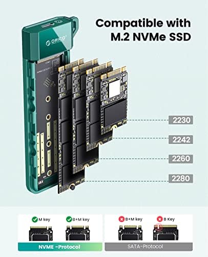 Telo ORICO M. 2 SSD NVMe USB-C adapter od 10 Gbit / s USB3.2 Gen2 za PCIe NVMe M-Key / M + B Key SSD, Безинструментальный vanjski čitač