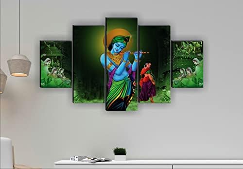 SAF SET od 5 Radha Krišna religiozna moderna umjetnost Ukratko zidno slikanje 30 inča x 18 inča PNLS32233