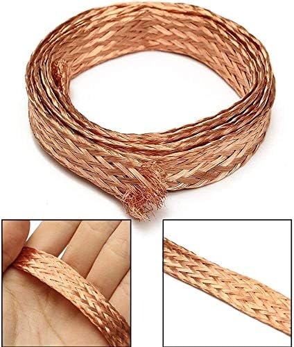 Bakrena žica 3M / 9,84 ft bakreni pleteni ravni kabel visoka fleksibilnost goli metalni pleteni rukav 2 olovna žica za uzemljenje