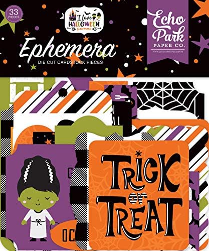 Echo Park Paper Company Love Halloween ephemera, narančasta, crna, ljubičasta, zelena