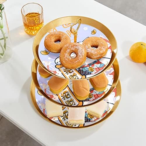 3 nivo postolje za cupcake toranj zaslon kolača s kolačićima desert drveća za zabave događaji dekor, crtana životinjska mačka