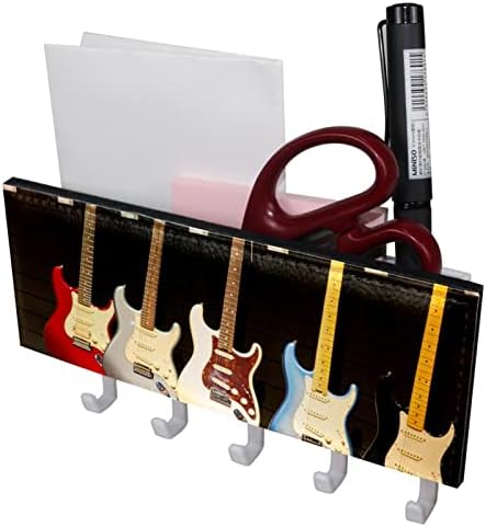 Zidni držač za ključeve za glazbene instrumente, gitare s organizatorom pošte, samoljepljivi držač za ključeve s 5 kuka, ukrasni Kućni