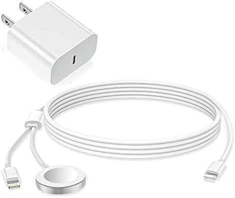 USB C punjač satova za iPhone i Apple Watch, 6ft kabel za brzo punjenje 2 u 1 prijenosni kabel za punjenje s 15W USB-C zidnim punjačem