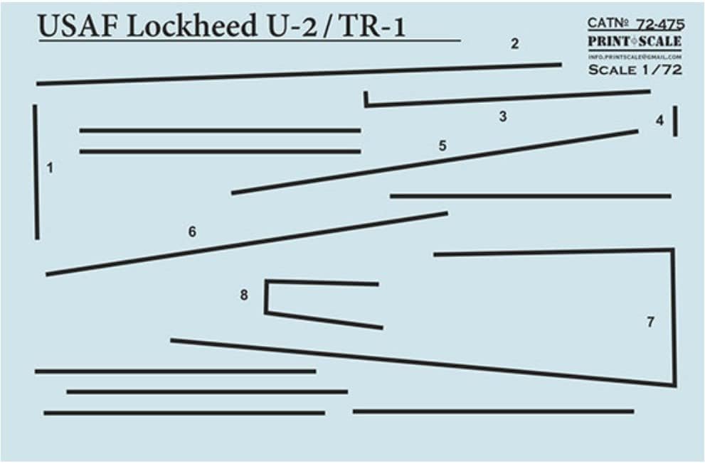 Skala ispisa 72-475 1/72 Lockheed U-2/TR-1 naljepnica za zrakoplov