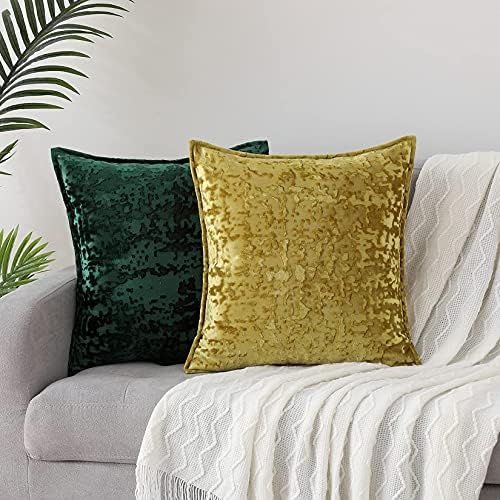 Caromio ukrasni baršunasti jastučni poklopci pakiranje od 2 super mekana jastuka za kauč za spavaće sobe 16x16 inčni zlatni