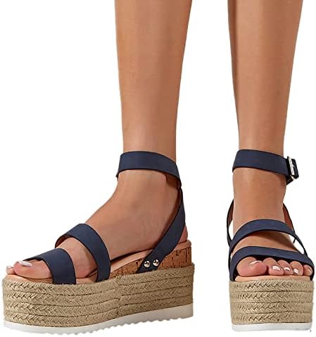 Sandale za žene odjevene ljetne sandale za žene dame modne solidne klinove povremene rimske cipele sandale