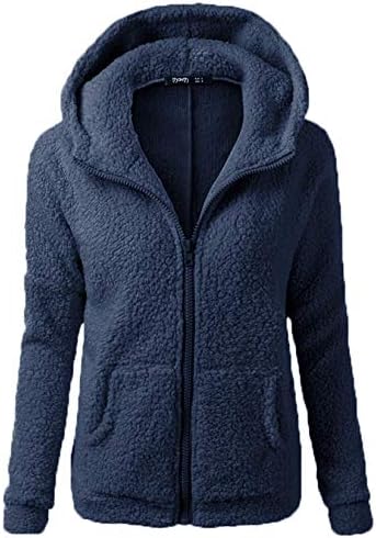 Ženske jakne Andongnywell s džepovima puni zatvarači Polar Fleece kaputi mekani topli džemperi na vanjskoj odjeći nadmašuju