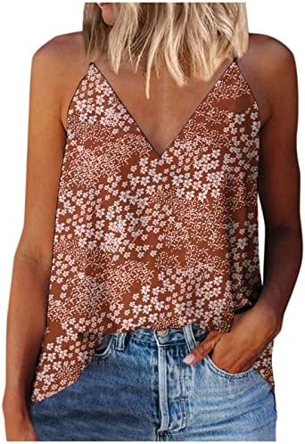 Boho cvjetni kamisol za žene ljeto casual v-izreza tenk vrhovi bez rukava grafičke majice bluza labava cami tunika