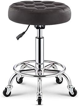 Stolica za trepavice na kotaču ， sedla stolica ureda s crnim sintetičkim kožnim sjedalom ， podesiva visina 45-59 cm ， podržana težina