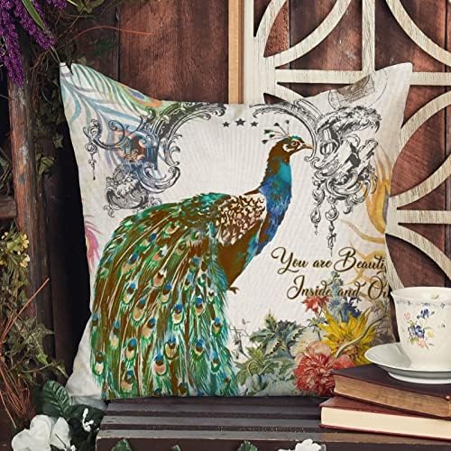 Vintage ljubičasta elegantna pauna koja stoji među cvjetovima bacanje jastuka poklopac šareni paunski dekor jastuk jastuk jastuk poklopca