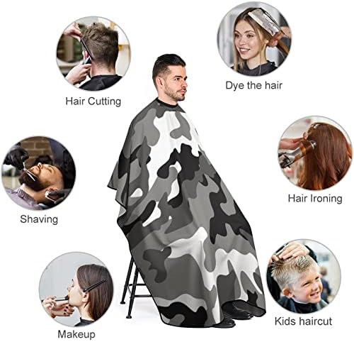 Siva kamuflažna vodootporna frizura Cape brijač za kosu za kosu s podesivim zatvaračem Snap frizera za bojanje kaputa 56,7x67 inča