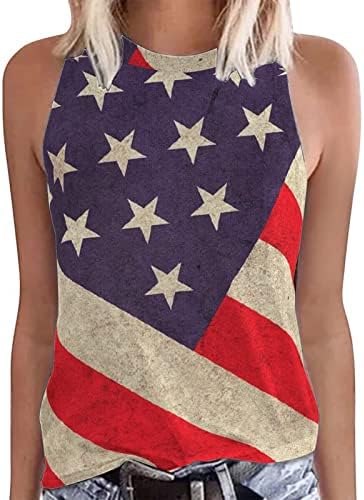 Dan neovisnosti ženski tenk vrhovi američke zastave Košulje 4. srpnja Patriotski tenkovi Tees ljetni grafički vrhovi bez rukava bez