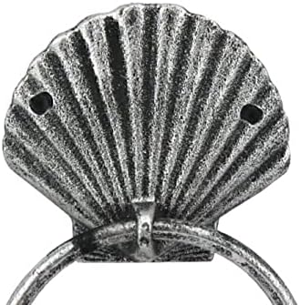 Starinski srebrni nosač ručnika od lijevanog željeza 8.5 - Ogranični dekor za školjku - Bea