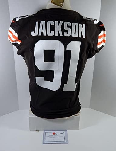 2021 Cleveland Browns Joe Jackson 91 Igra rabljena Brown Jersey 44 DP23442 - Nepotpisana NFL igra korištena dresova